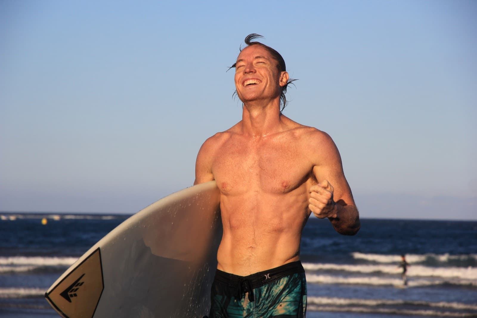 Brad after a surf in the Canary Islands